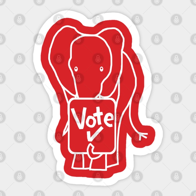 Elephant on Red says Vote Sticker by ellenhenryart